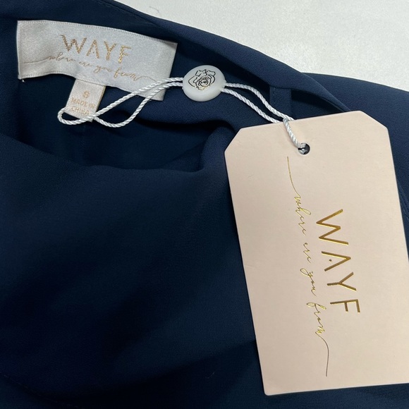 WAYF The Melanie Cowl Neck Gown New With Tags Size Small Navy Blue Bridesmaid - Picture 4 of 15